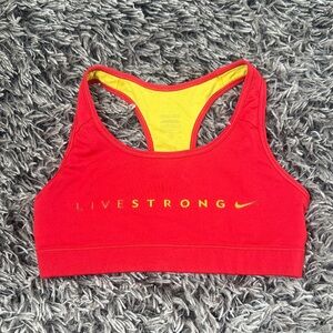Nike Red with Yellow Logo LIVESTRONG Racerback Sports Bra